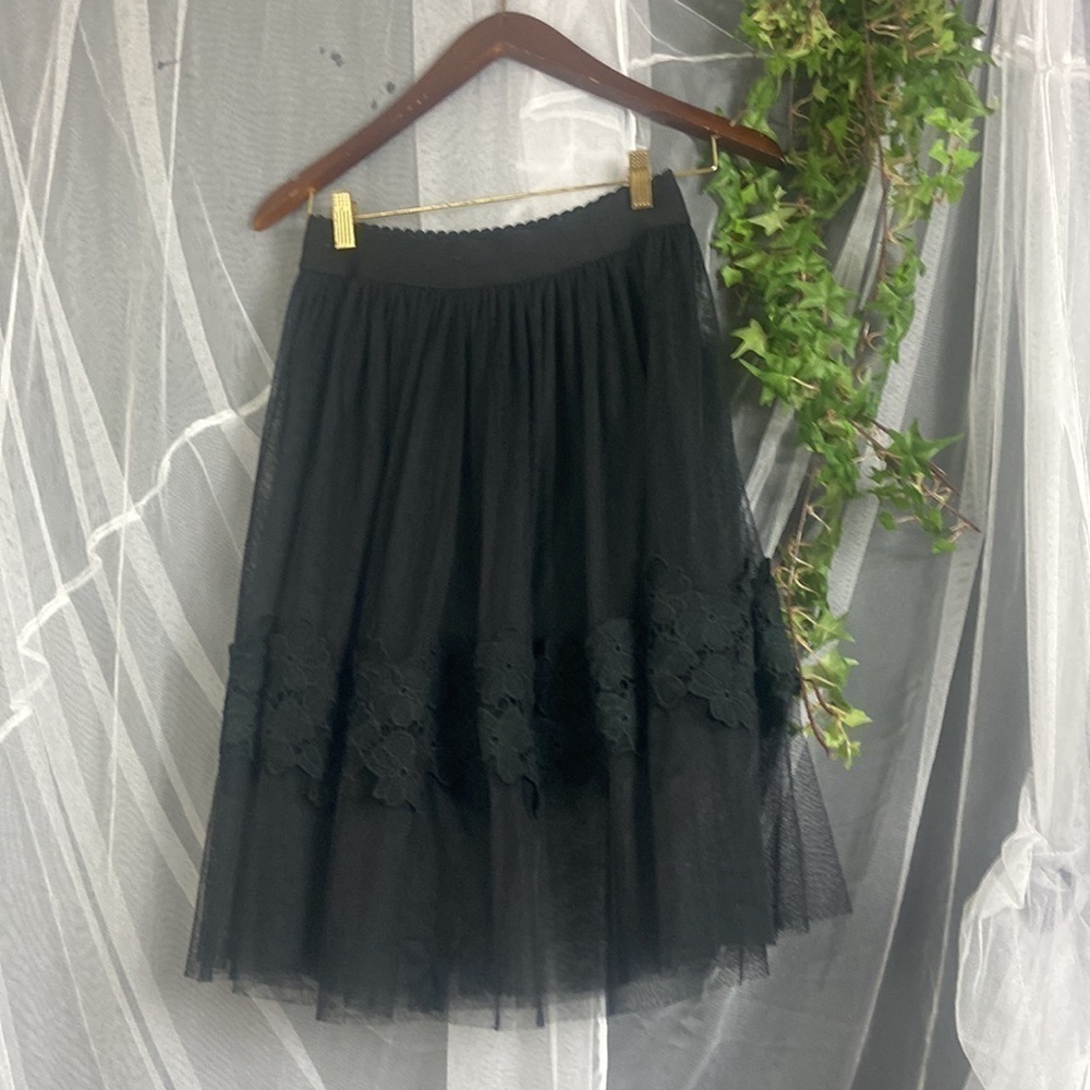 Aina Be Black Tulle Floral Lace layered Skirt